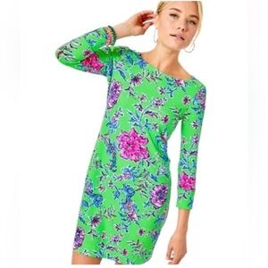 Lilly Pulitzer EUC UPF 50+ Sophie Dress in Gecko Green Brewsters Bloom, Size XS